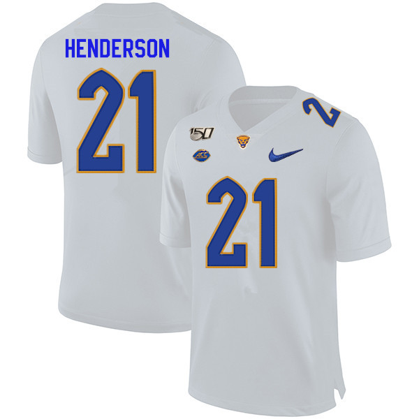 2019 Men #21 Malik Henderson Pitt Panthers College Football Jerseys Sale-White